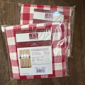 IHF Home Decor Window Treatment Tier Pair, 72”x24”, Red Picnic Check BRAND NEW